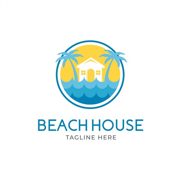 Vettore logo della casa sulla spiaggia
