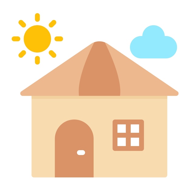 Beach House Vector Illustration Style