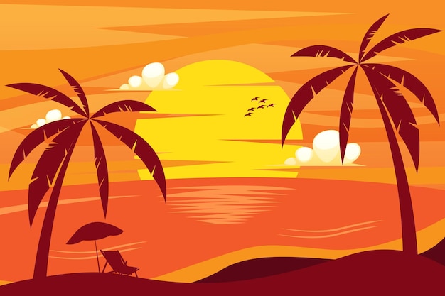 Vector beach illustration cartoon