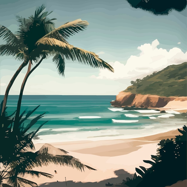 beach illustration sea day vegetation sand clean