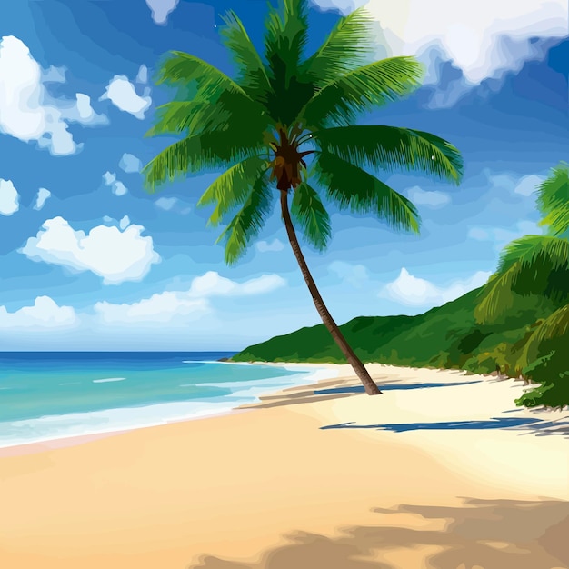 Vettore illustrazione di spiaggia sole pulito semplice tropica