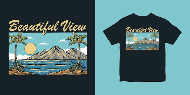 Beach illustration t shirt design