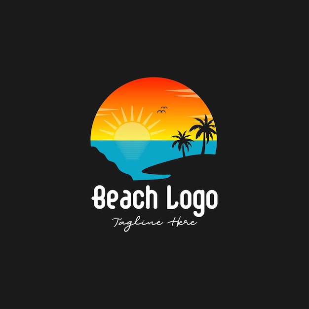 Beach and island logo design vector design of circular beach icons