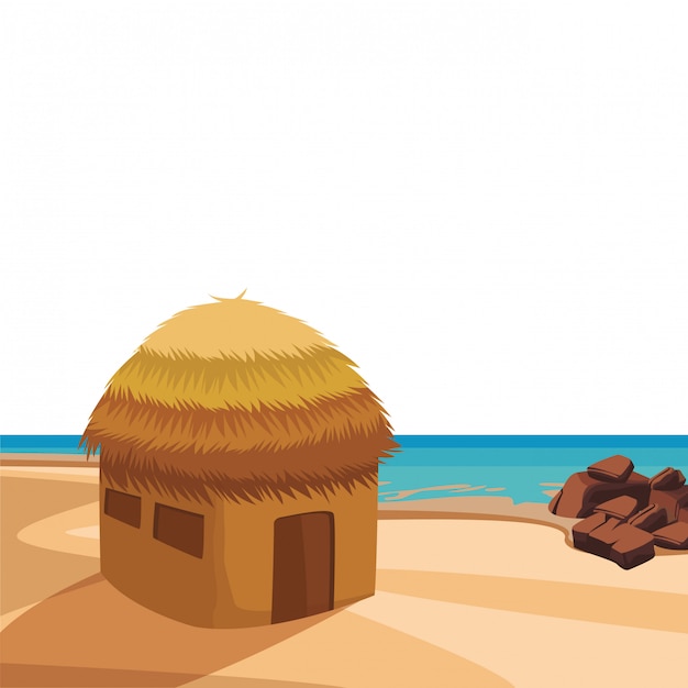 Vector beach and island scenery