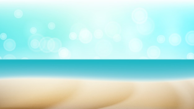 Vector beach landscape summer scene. blur tropical sea.