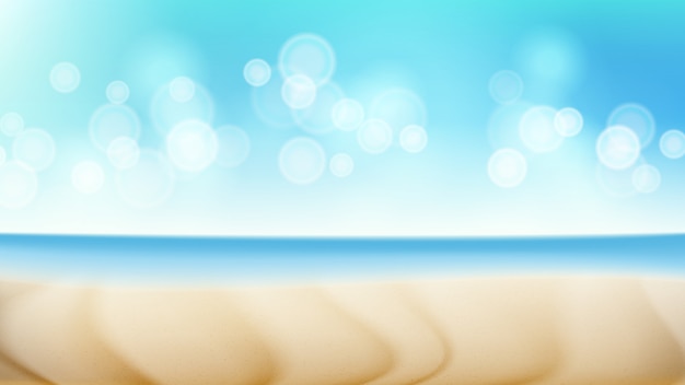 Vector beach landscape summer scene. blur tropical sea.