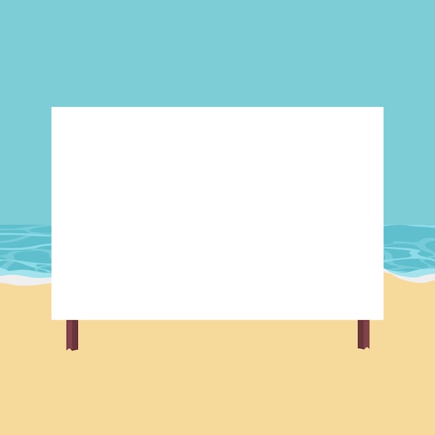 Vector beach landscape with card to write