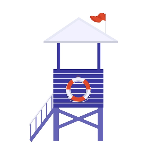 Vector beach lifeguards observation post semi flat color vector object