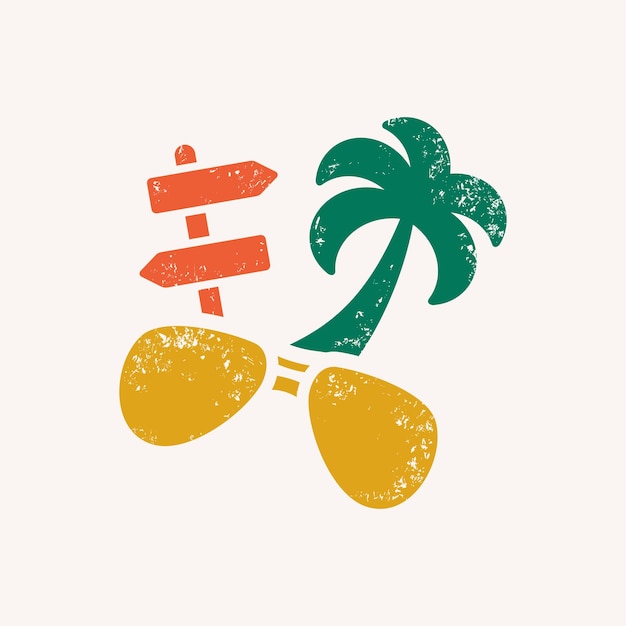 Beach lifestyle vector illustration. Pointer, coconut tree and sun glasses.