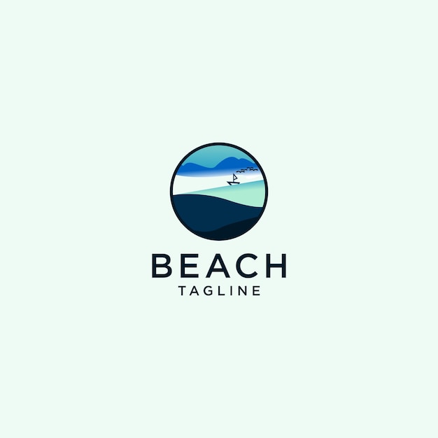 Beach logo design island vintage emblem logo vector illustration template design