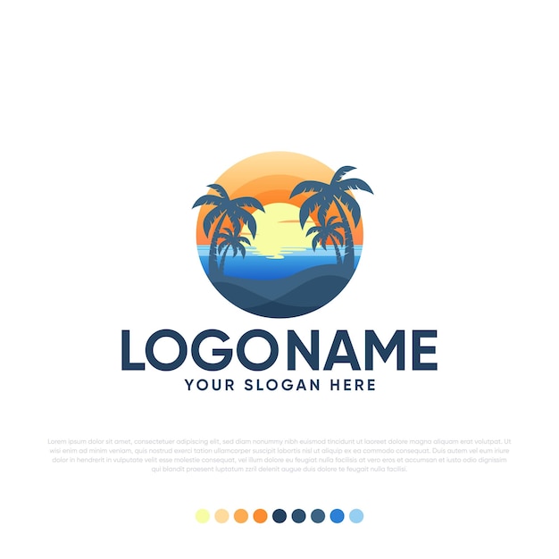 Beach Logo Design Premium Vector