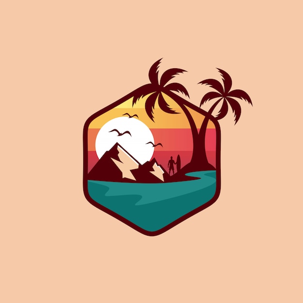 Beach logo design template vettoriale