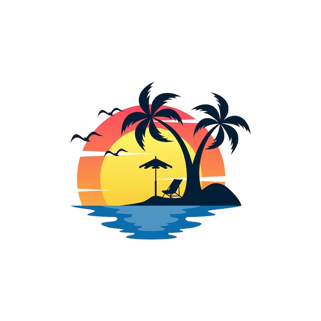 Vector beach logo design vector template