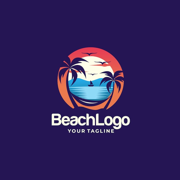 Beach logo design template vettoriale