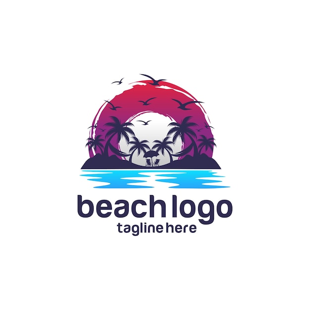 Modello di vettore di progettazione di logo della spiaggia