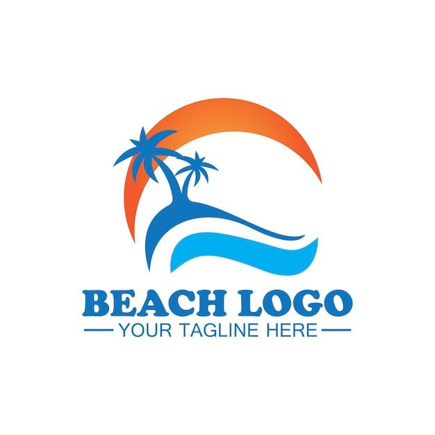 beach logo design vector template