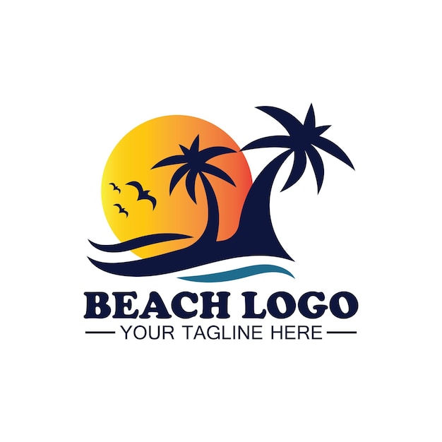 Beach logo design Vector template