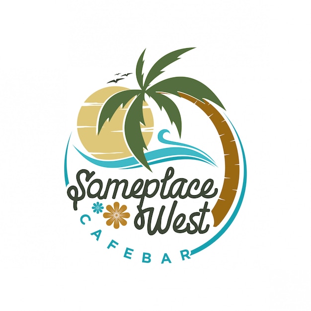 Vettore logo design della spiaggia