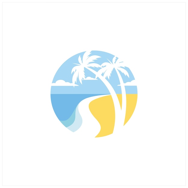 Vettore il logo della spiaggia e del logo estivo è un modello di illustrazione vettoriale per il logo sul tema del turismo