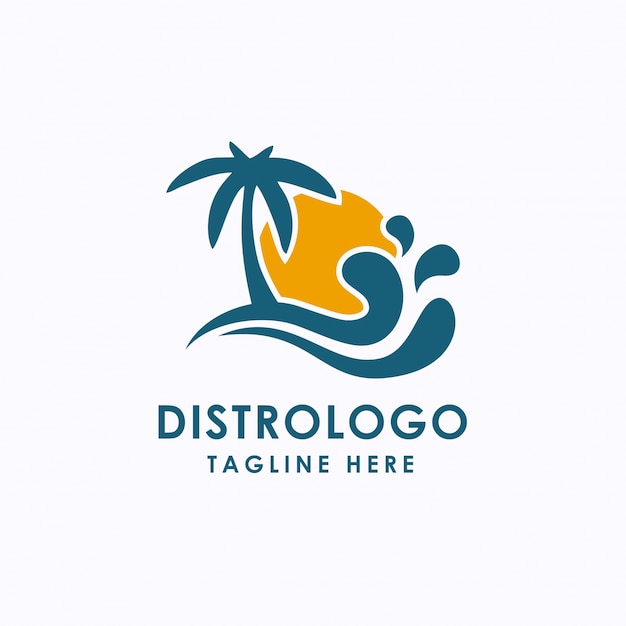 Modello di logo della spiaggia. logo vacanze ed estive