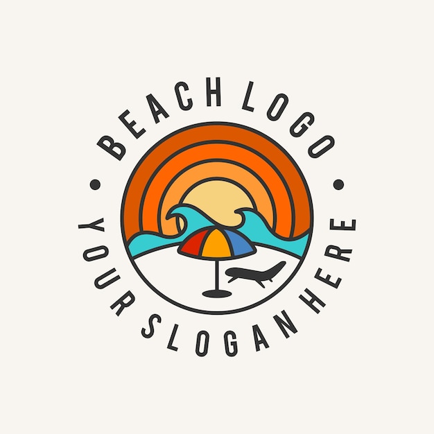 Logo della spiaggia con il concetto di emblema