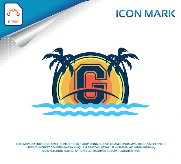 Beach logo with letter g premium vector