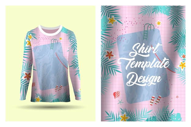 Vector beach long sleeve tshirt design concept template