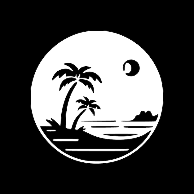 ビーチ・ミニマリストとフラット・ロゴのベクトルイラスト
