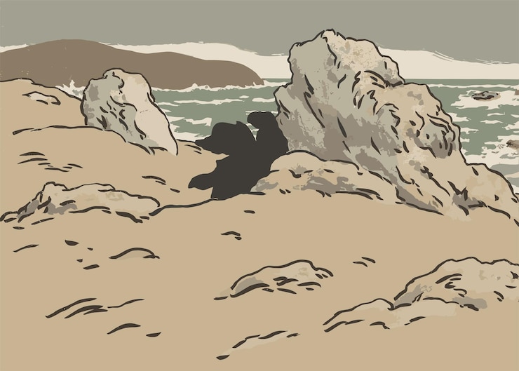 Vector beach novel landscape illustration design