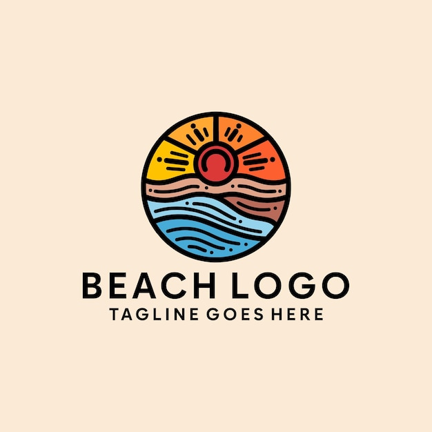 Beach Ocean Logo Symbol Design illustration vector Icon Emblem