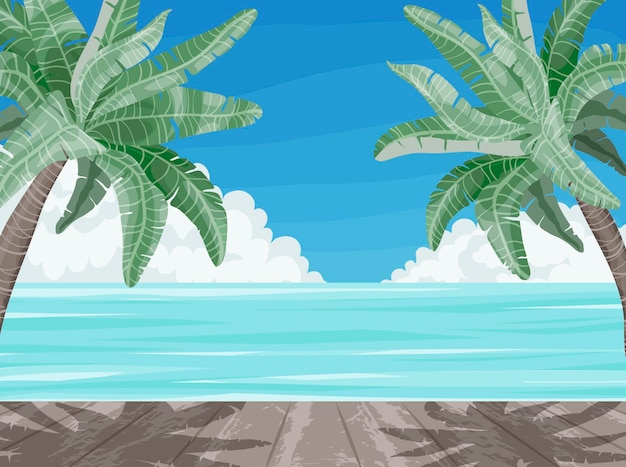 Beach and palm trees summer time paradise banner