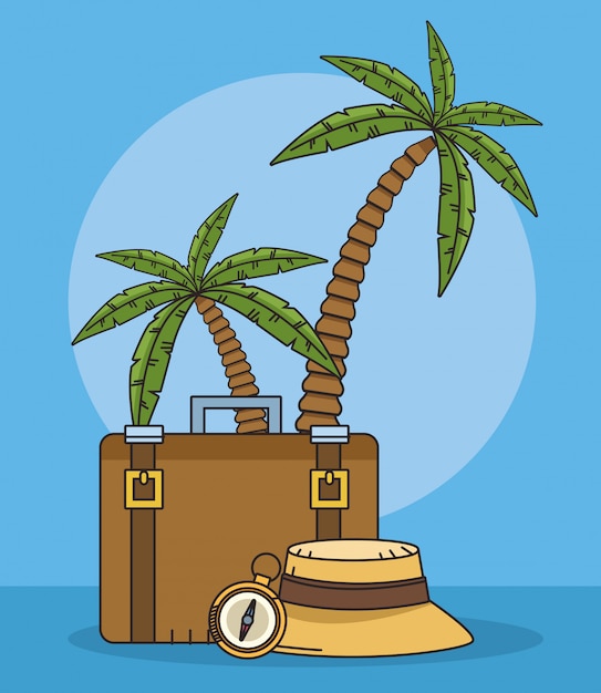Beach palms and world travel design