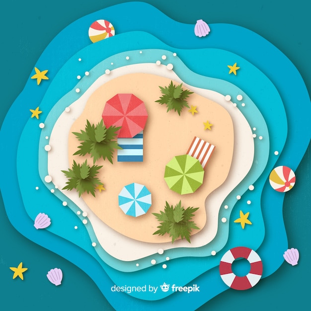 Beach in paper style