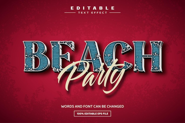 Beach party 3D editable text effect template