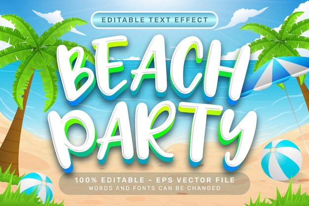 beach party 3d tekst effect en bewerkbaar tekst effect met een strand achtergrond