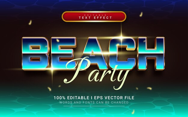 Beach party editable text effect