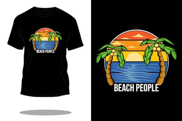 Beach people retro t shirt design