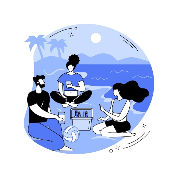 Beach picnic isolated cartoon vector illustrations