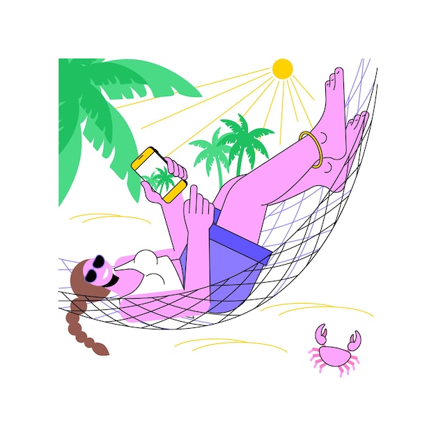 Vettore spiaggia relax illustrazioni vettoriali cartoni animati isolati