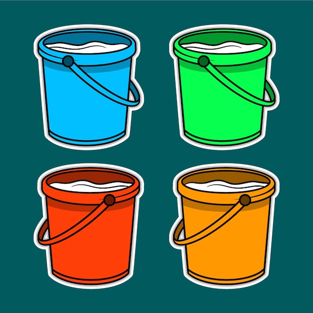 Vector beach sand bucket doodle sticker illustratie