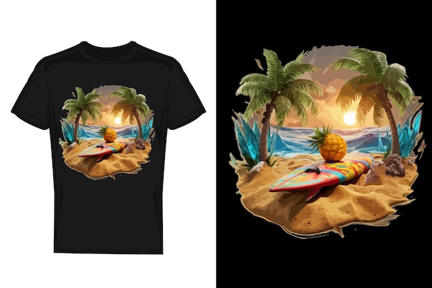 Vector a beach scene with a beach scene and palm trees on the beach