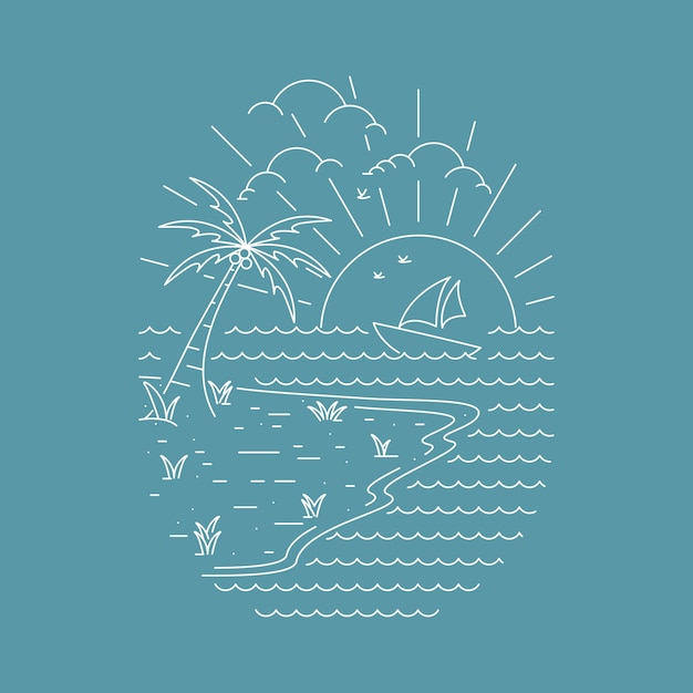 벡터 해변 바다 자연 야생 그래픽 일러스트 아트 티셔츠 디자인