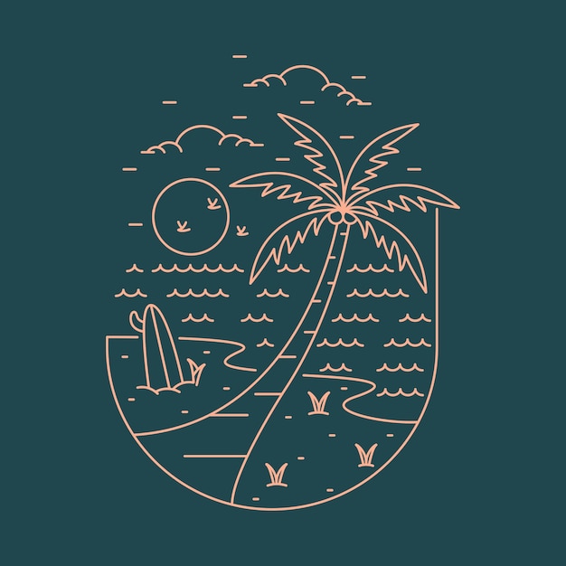 Vector beach sea nature wild graphic illustration art t-shirt design