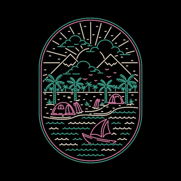 ビーチ海自然野生グラフィックイラストアートTシャツデザイン