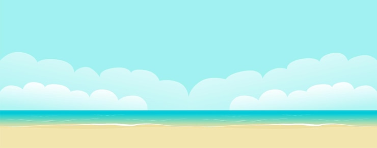 Vector 해변 바다 파노라마 풍경 벡터 배경 또는 물결 모양의 바다와 낙원 해변 해안 리조트