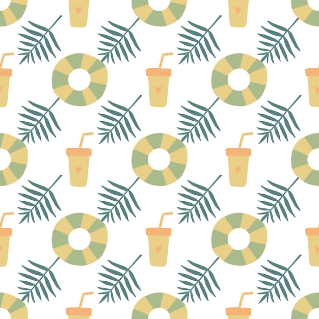 Beach seamless pattern Summer time vacation background Cute hand drawn vector illustration