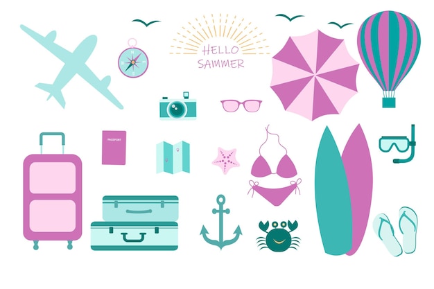 Beach set accessories for sea holidays