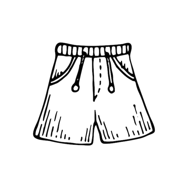 Beach shorts sketch Swimwear for men Hand drawn vector line art illustration