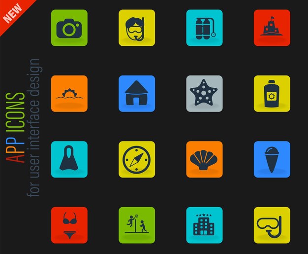 Vector beach simply icons