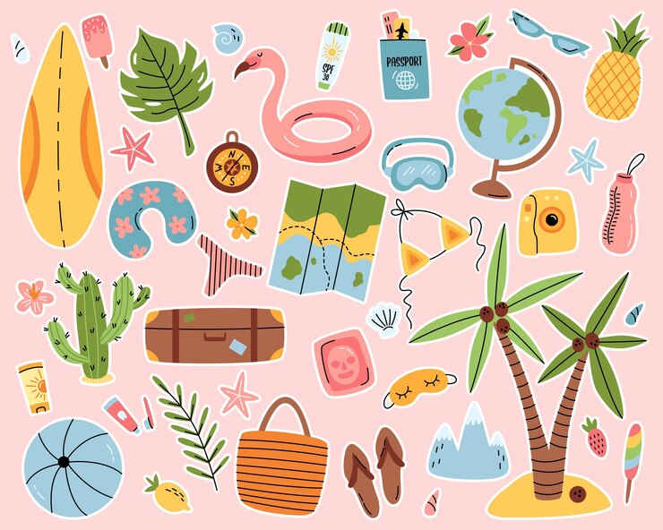 Beach spullen voor zomerreizen stickers set vakantie accessoires voor zeevakanties
